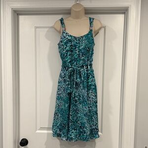 Beautiful Teal Patterned Dress, White House Black Market, Women’s Size 10